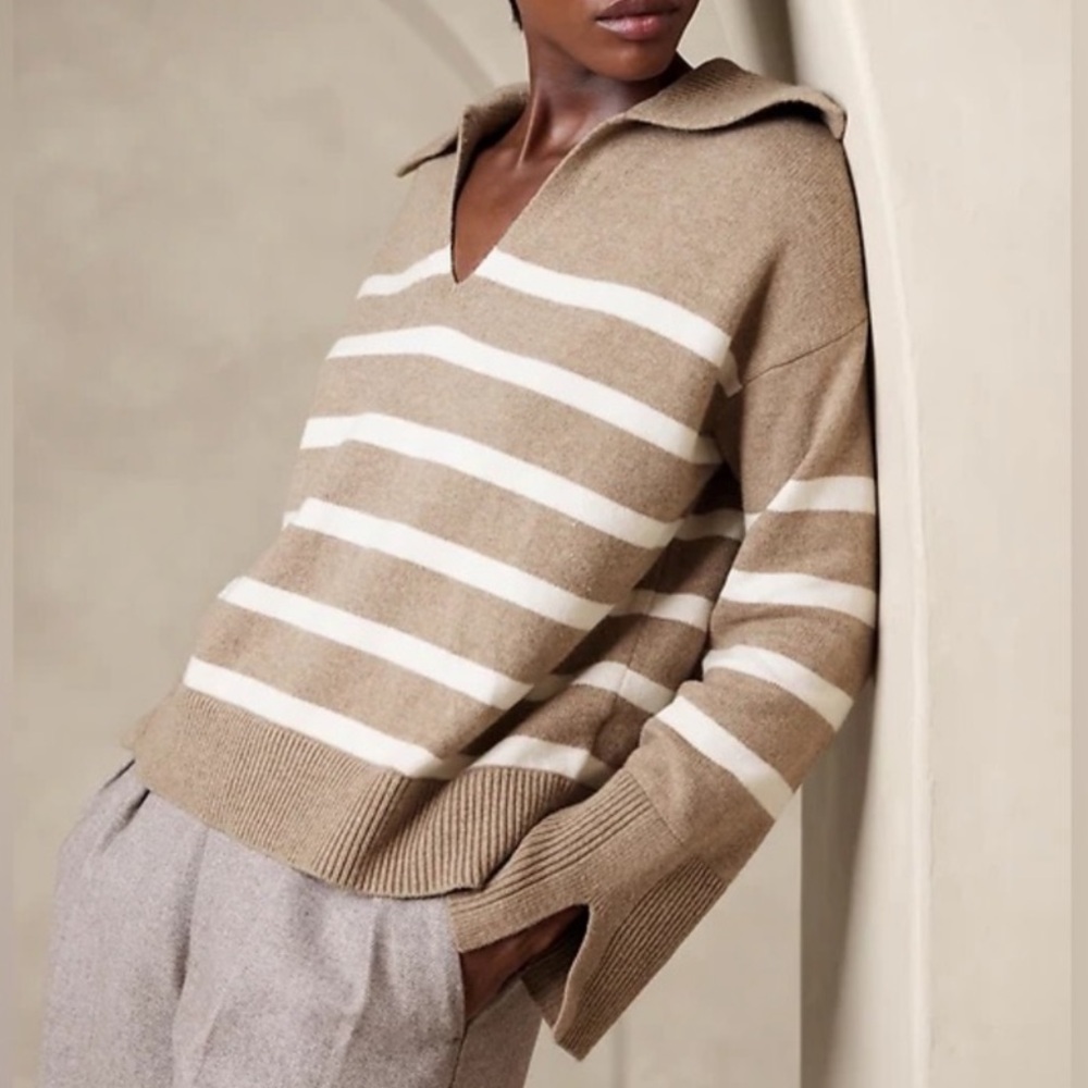 Banana Republic Johnny collar striped sweater